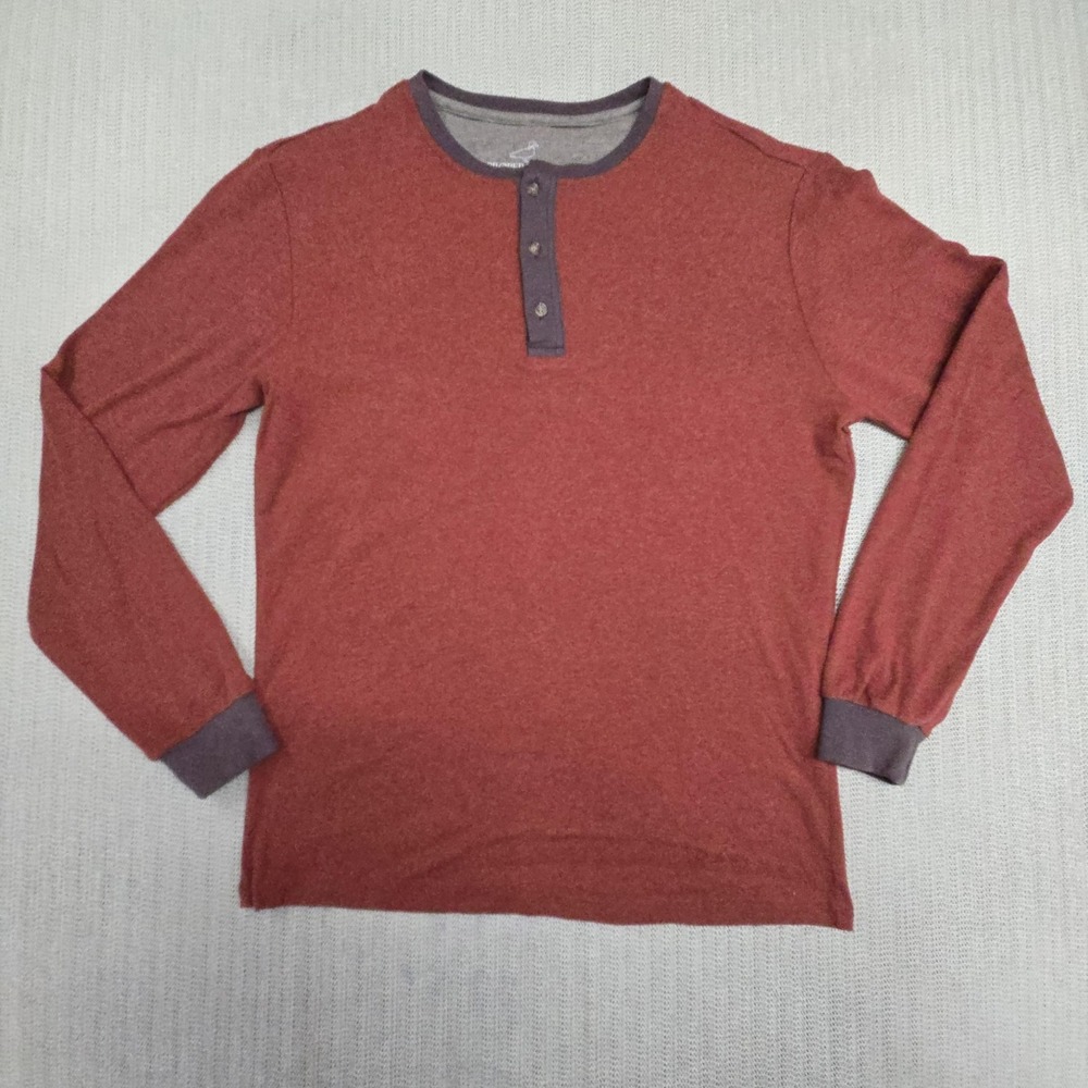 Properly Tied Shirt Mens Small Red Henley Long Sleeve Tagless Casual Tee